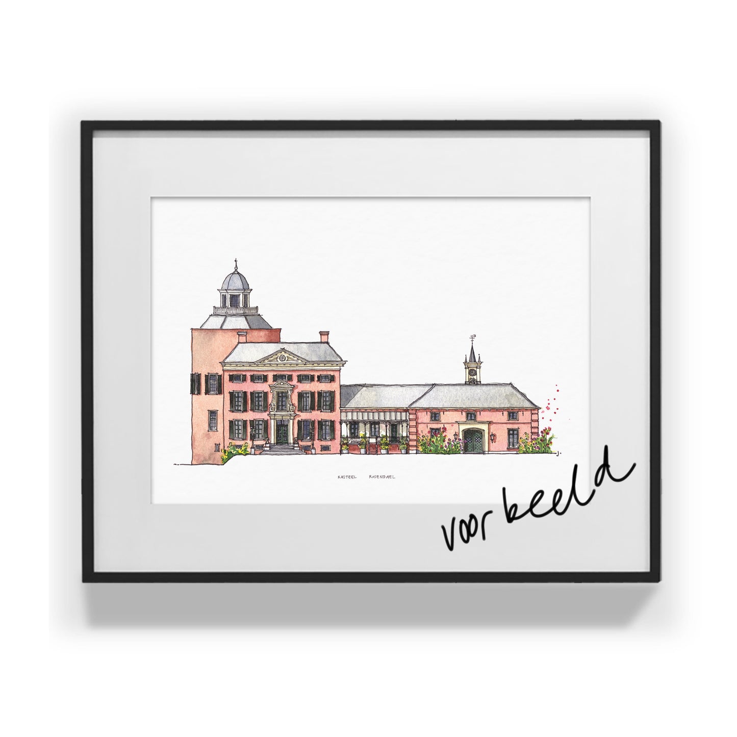 Tekening van jouw huis 30 x 40 cm