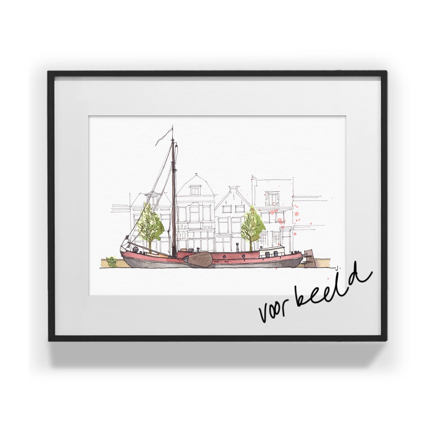 Tekening van jouw huis 30 x 40 cm